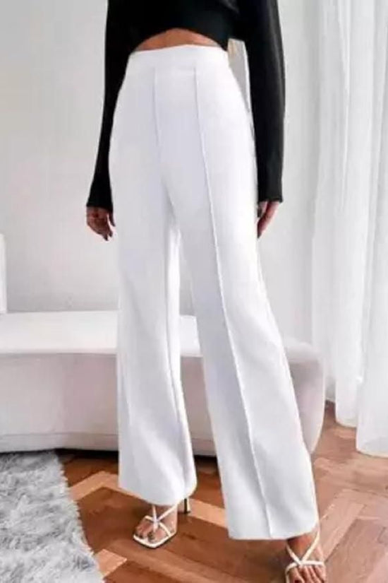 Women's Nontransparent Fabric Classic-Stylish Pant White