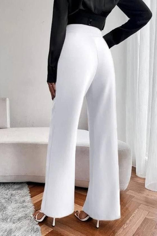 Women's Nontransparent Fabric Classic-Stylish Pant White