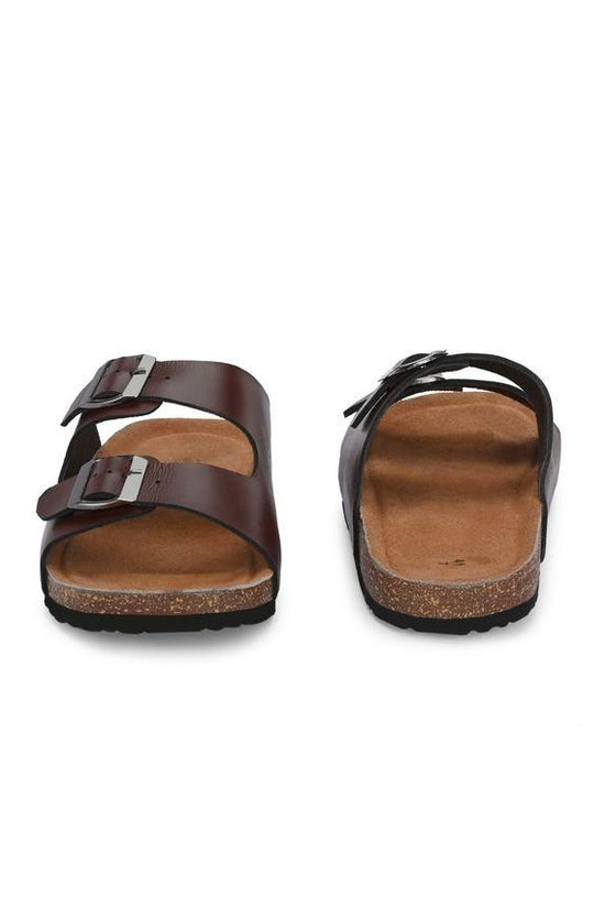 Mens Arizona Brown Leather Slippers