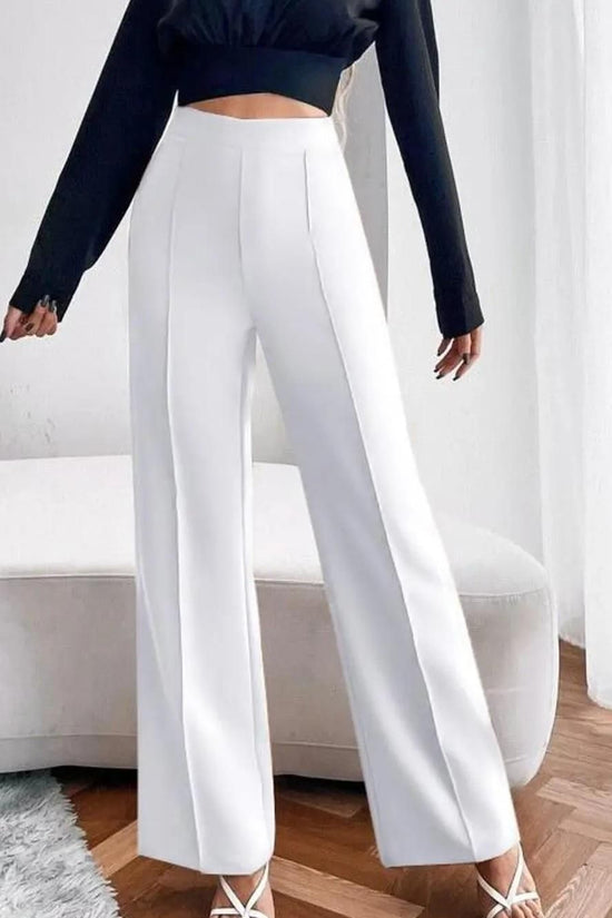 Women's Nontransparent Fabric Classic-Stylish Pant White
