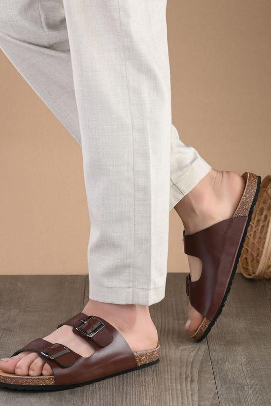 Mens Arizona Brown Leather Slippers
