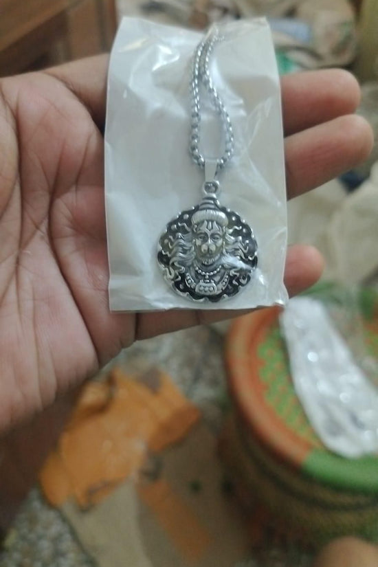 Hanuman Ji Pendant Oxodaised Silver Chain
